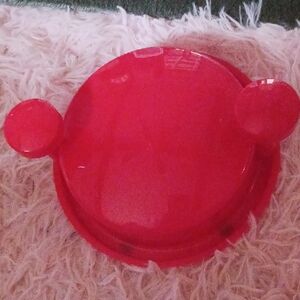 Red Circular Container with Handles